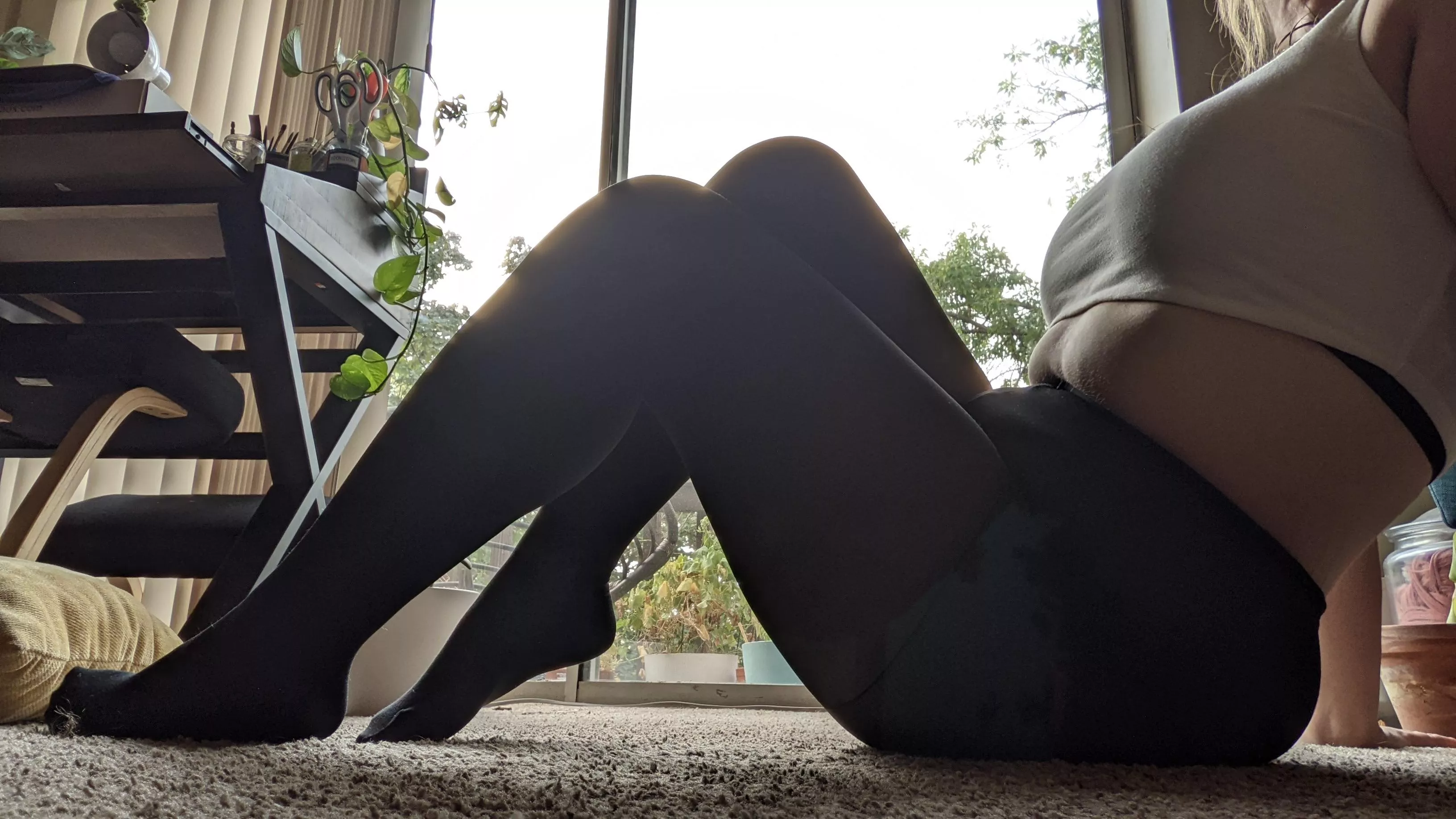 Tights and tank top