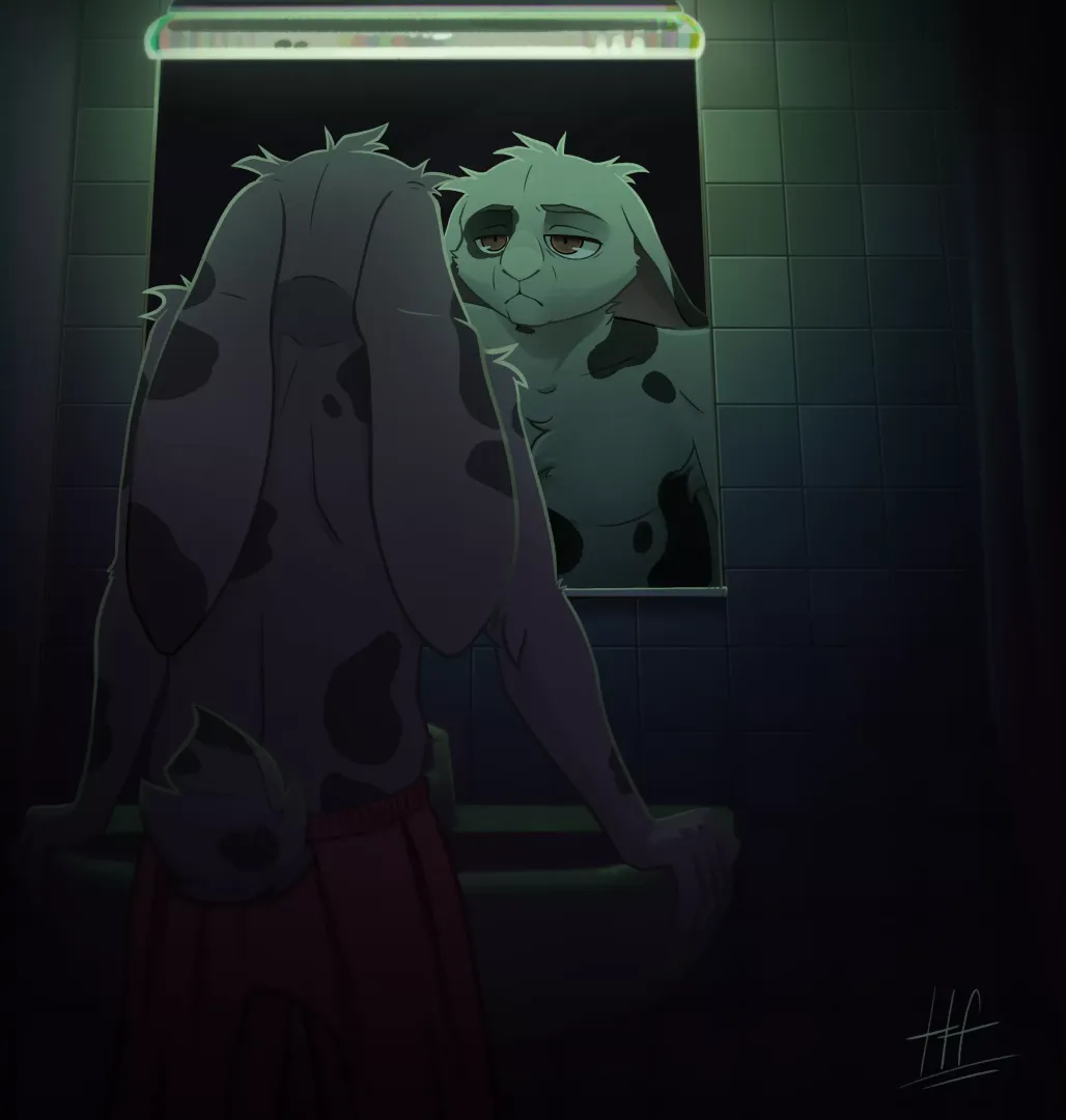 Tired🐰 (commission) [by me, @heretic.fox on Instagram]