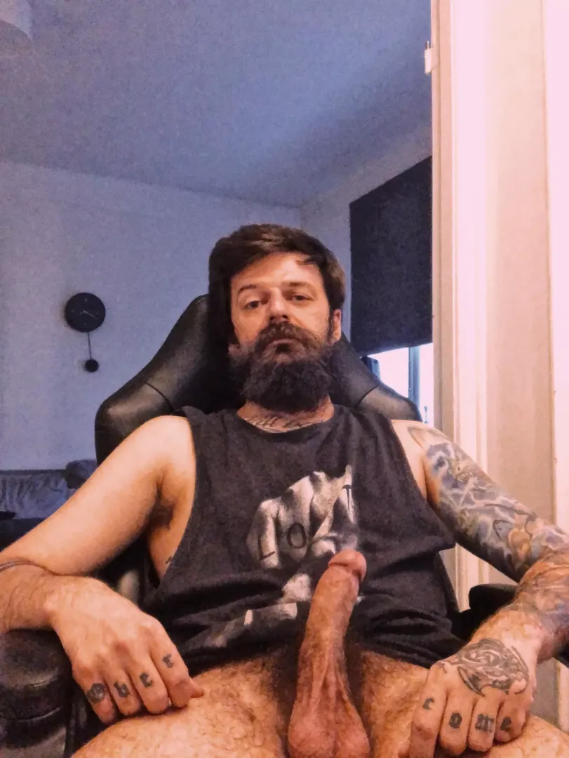 Today you do all the work, boy. Daddy is tired and just want to relax