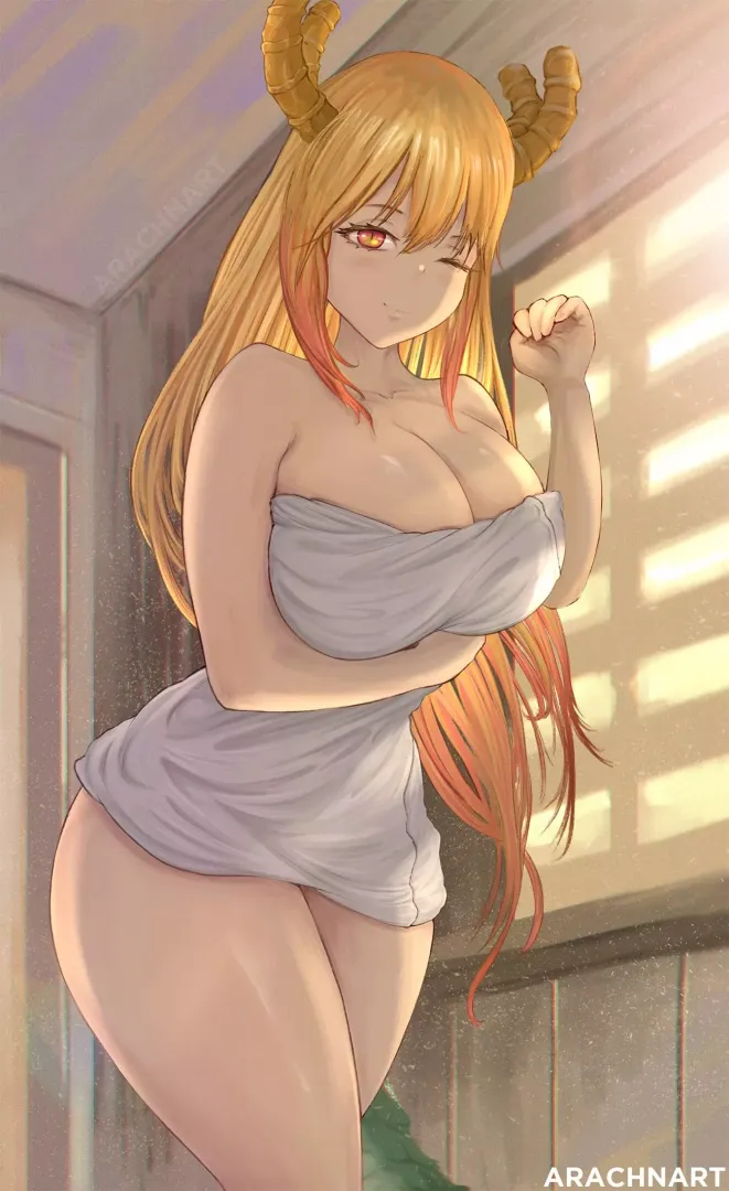 Tohru going to the onsen (By arachnart) [Miss Kobayashi's Dragon Maid]