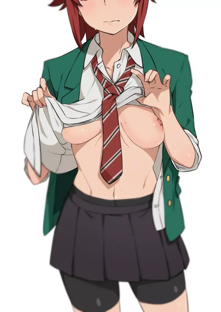 Tomo Aizawa showing off that she is truly a girl (Morisobo)