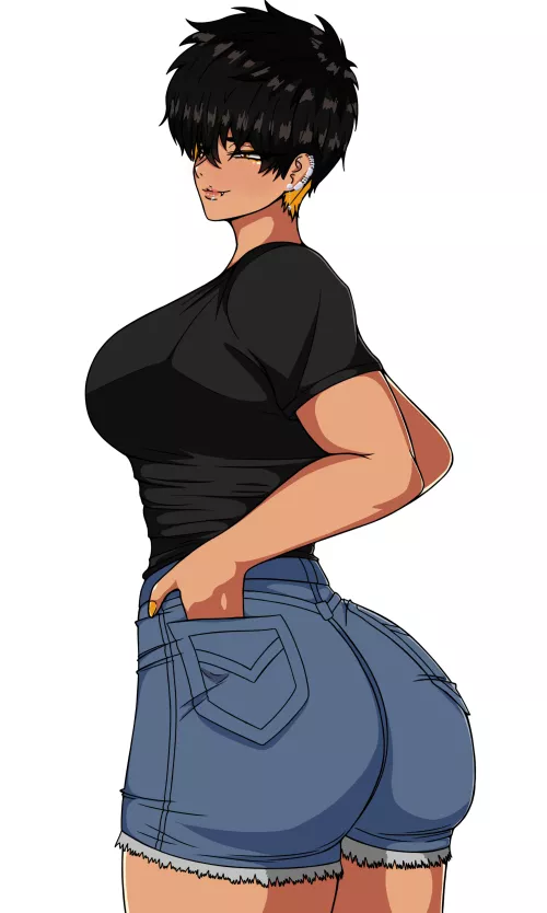 Tomoe in tight shorts [Original] (DemonDog17)