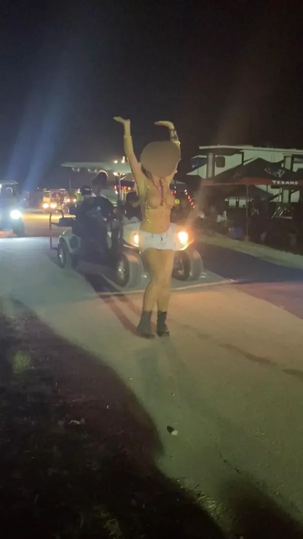 Topless at a rally