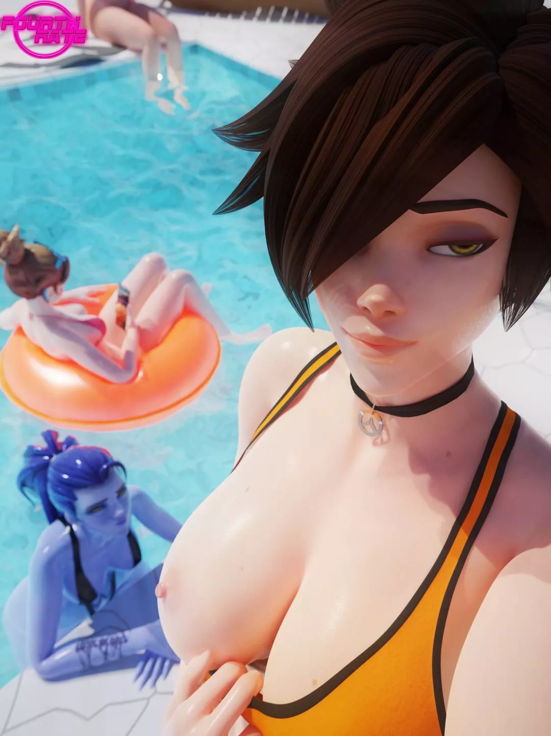 Tracer, Widowmaker and D.va on a pool party (4th rate)