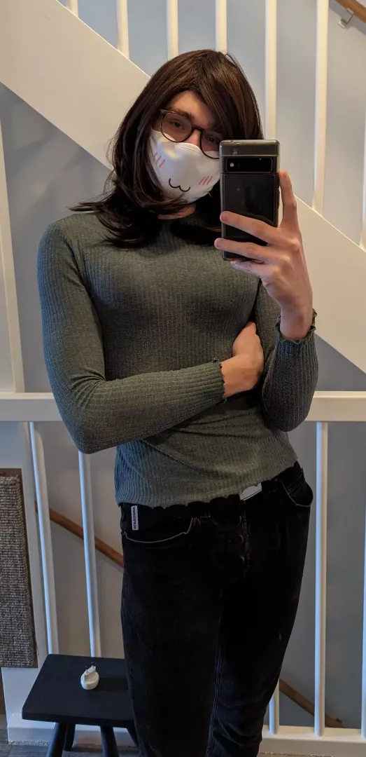 Trying on green!