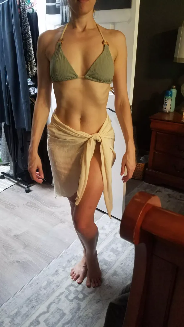 Trying on some new beach wear for the season