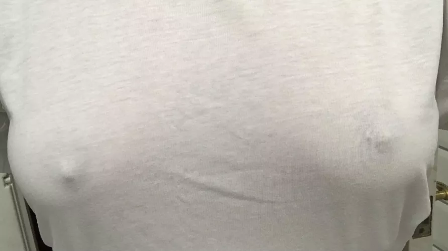 Trying out going braless under a lose tshirt for the first time today.