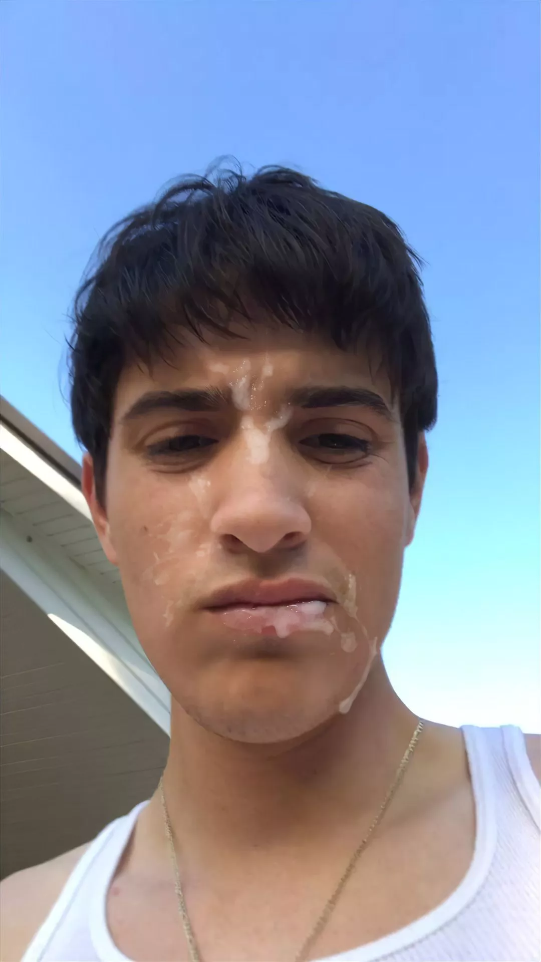 Two guys blew their loads on my face, wanna be the third? 