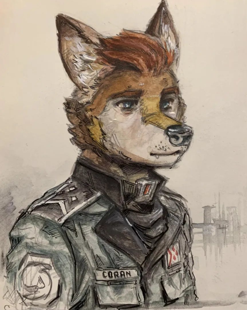 Tycho Coran, watercolor sketch (art and character by u/DWCMarshalArts)