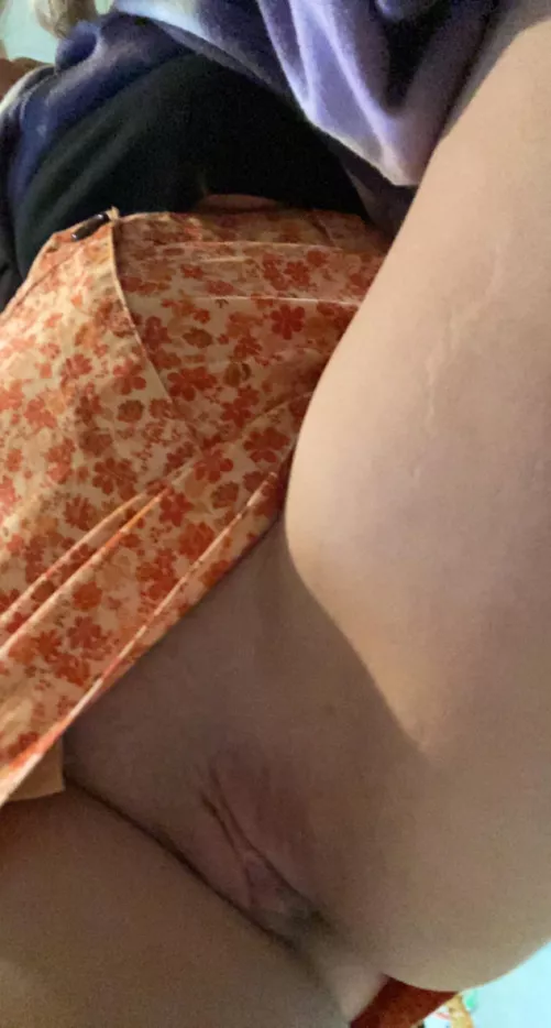 Under my skirt shhh I tease my man telling him at the store. & he don’t kno I’m here teasing you