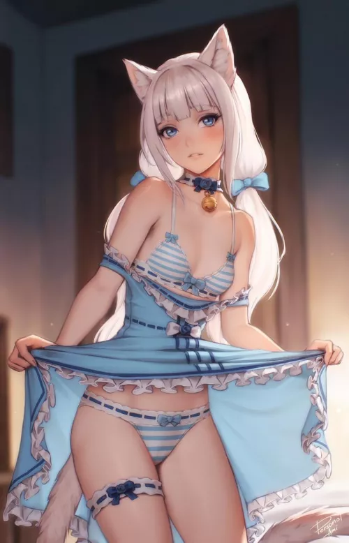 Vanilla lifting her skirt (personalami) [Nekopara]
