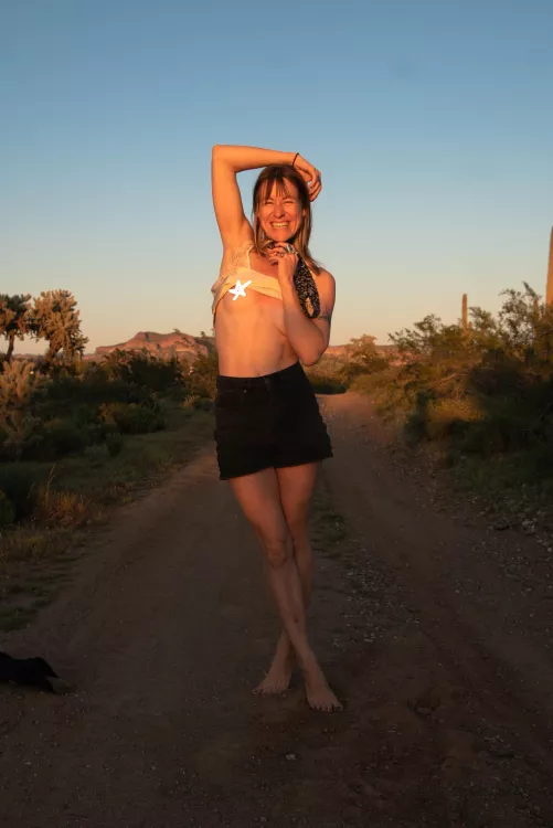 Very happy and a little shy in the last sun rays of this hike.