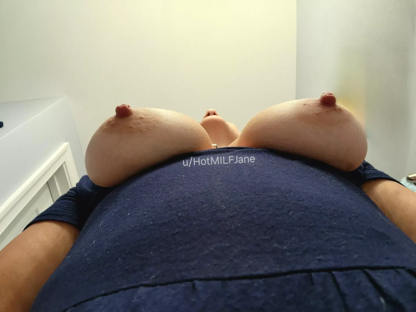 View of my big eraser nips from below