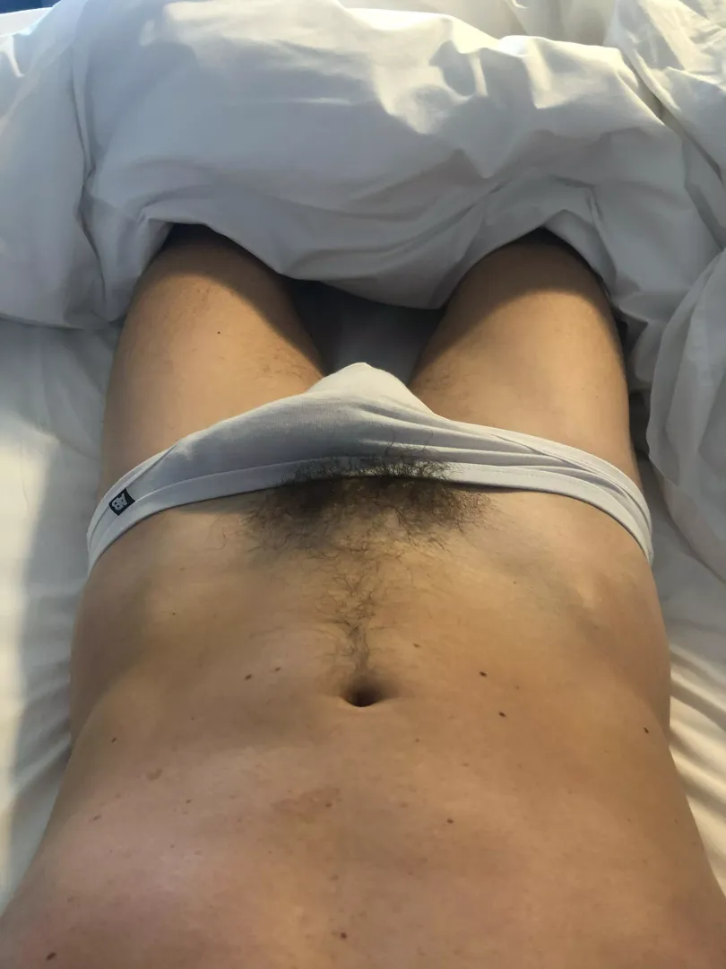 Waking up hard and bushy