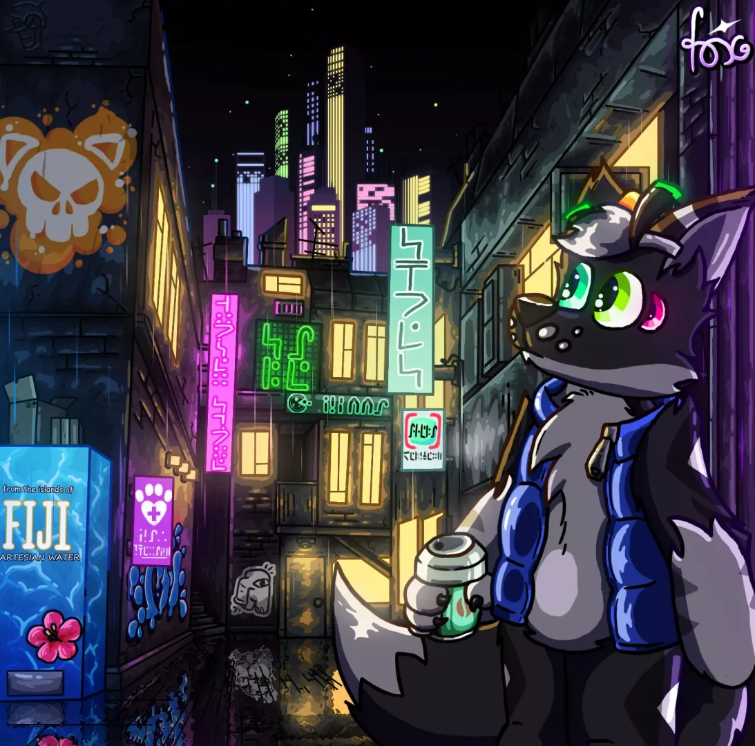 Walk in the rain in the refuge (art by me)