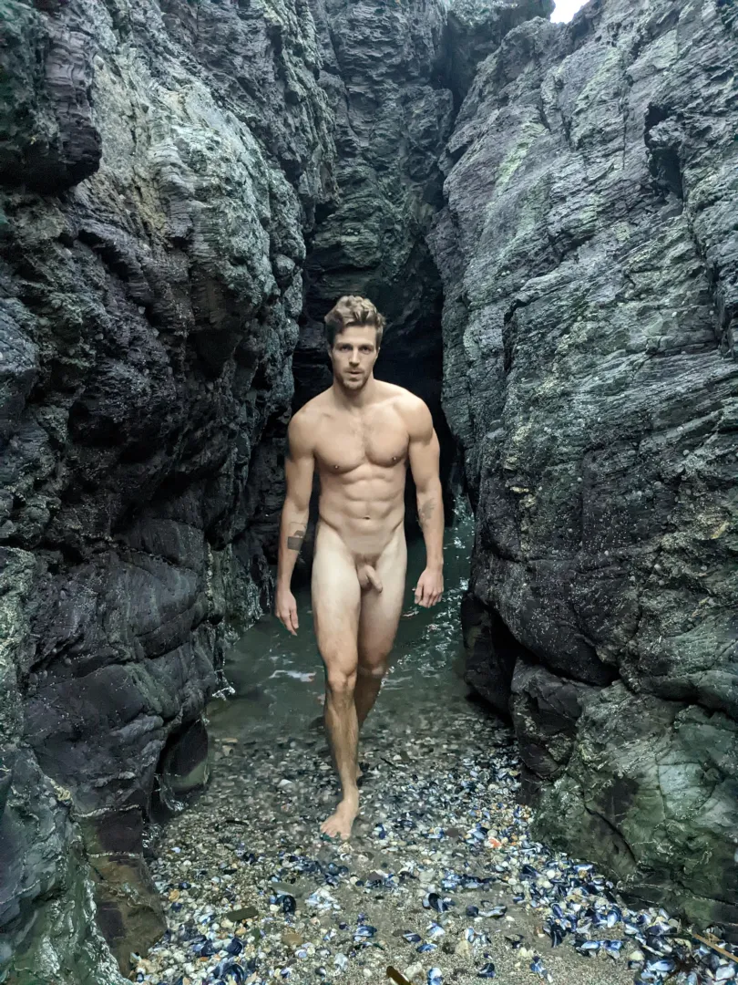 walking out of a dark cave
