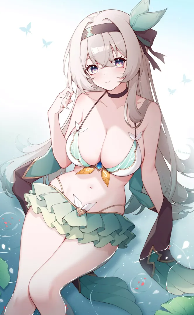 Wearing a swimsuit