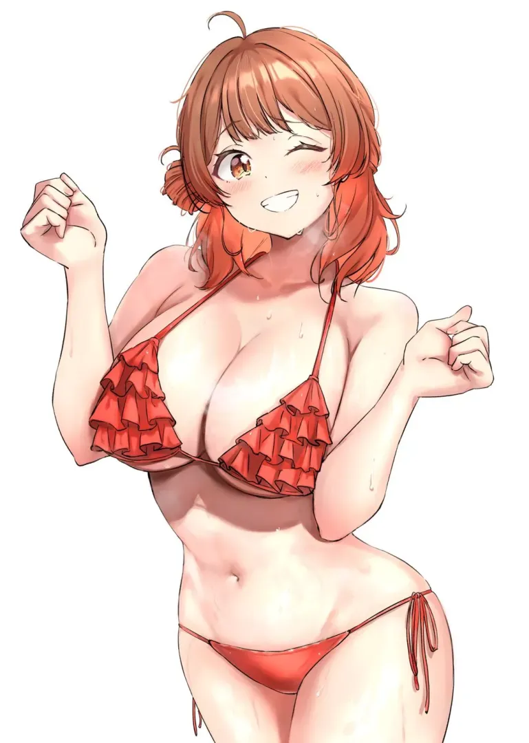 Wearing her sexy bikini