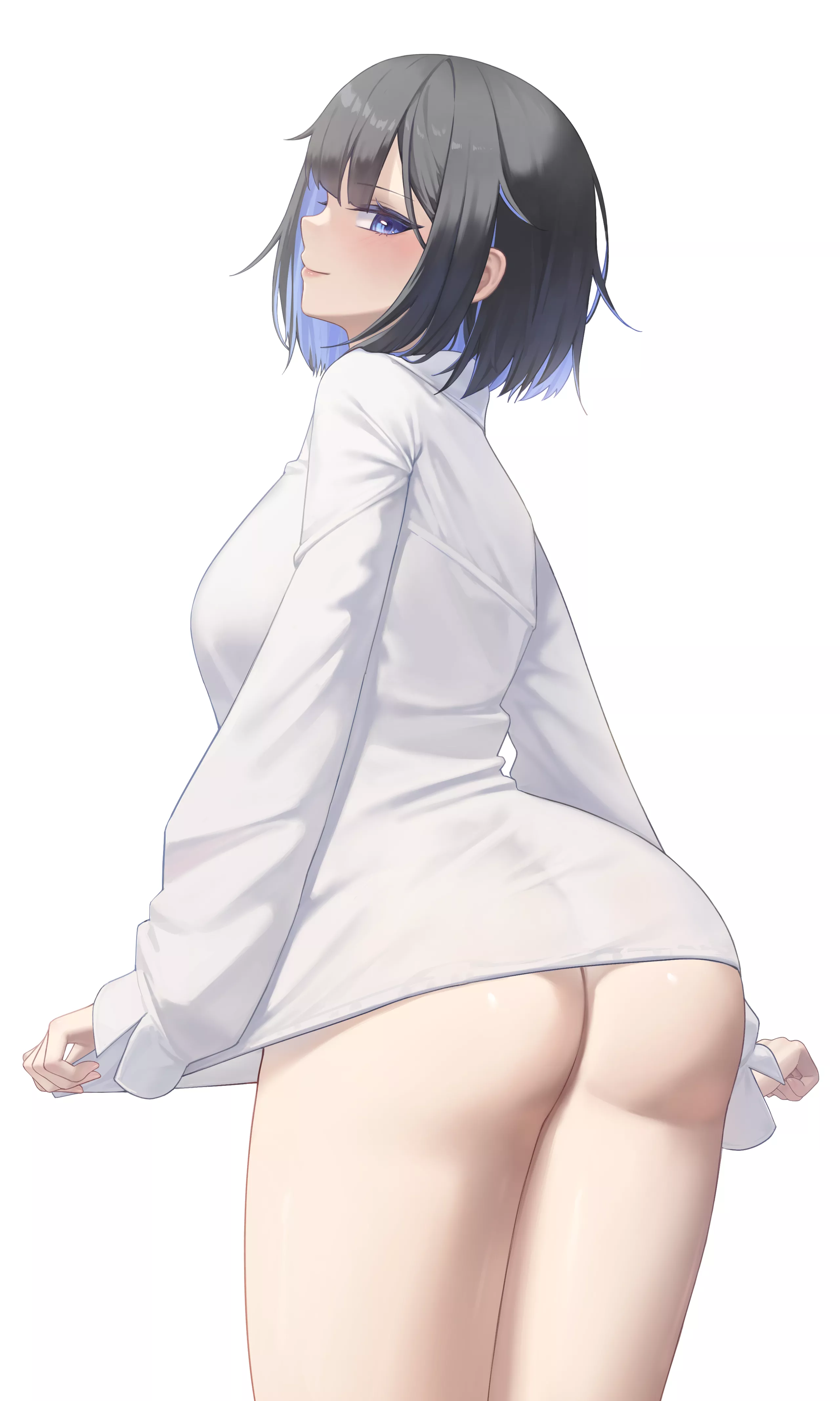 Wearing only a shirt