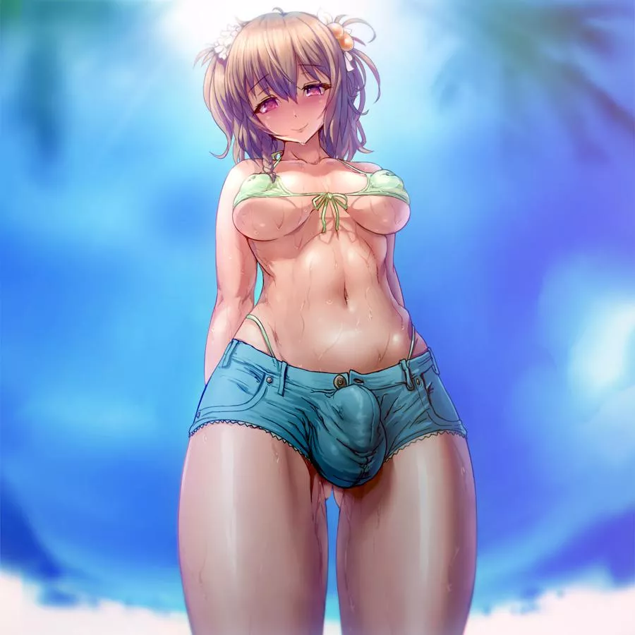 Wearing Tight Shorts Beachside (Aya shobon ) [Original]