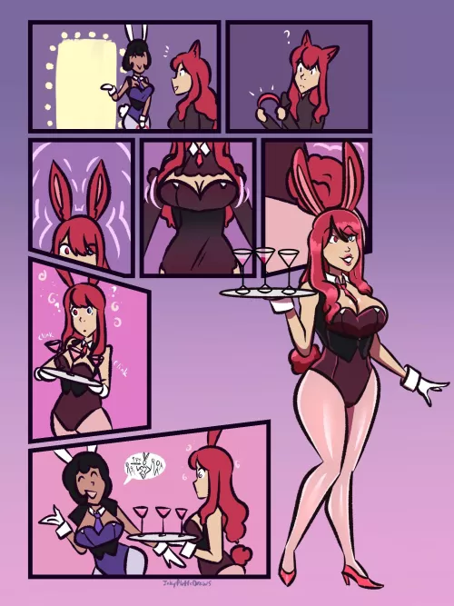 Welcome to the Club! (F Fox Girl -> F Casino Bunny; Bimbofication) by InkyFluffsDraws