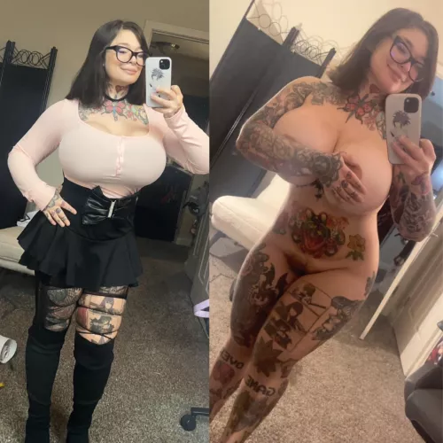 What my bf sees vs what Reddit sees. Which do you prefer?