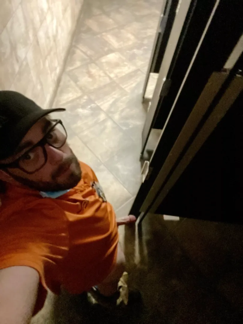 When I first get to work I stroke outside of the stalls