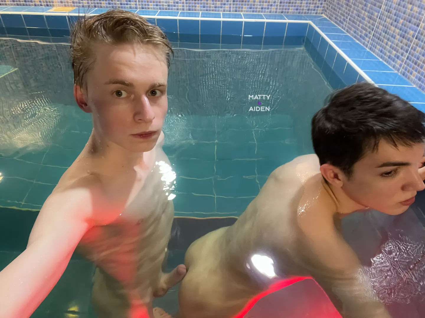 When we swim naked together our cocks become hard in 2 seconds!