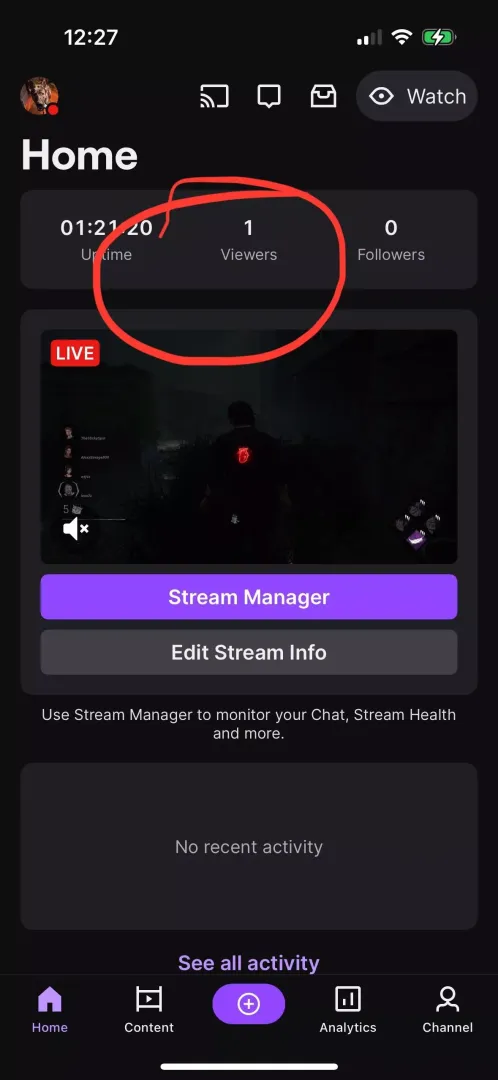 When you are on the stream dashboard does it count you as your own viewer?