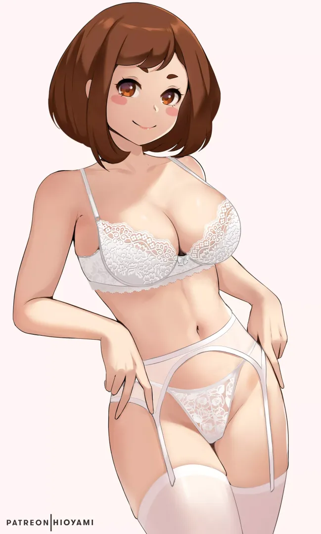 White lingerie Uraraka