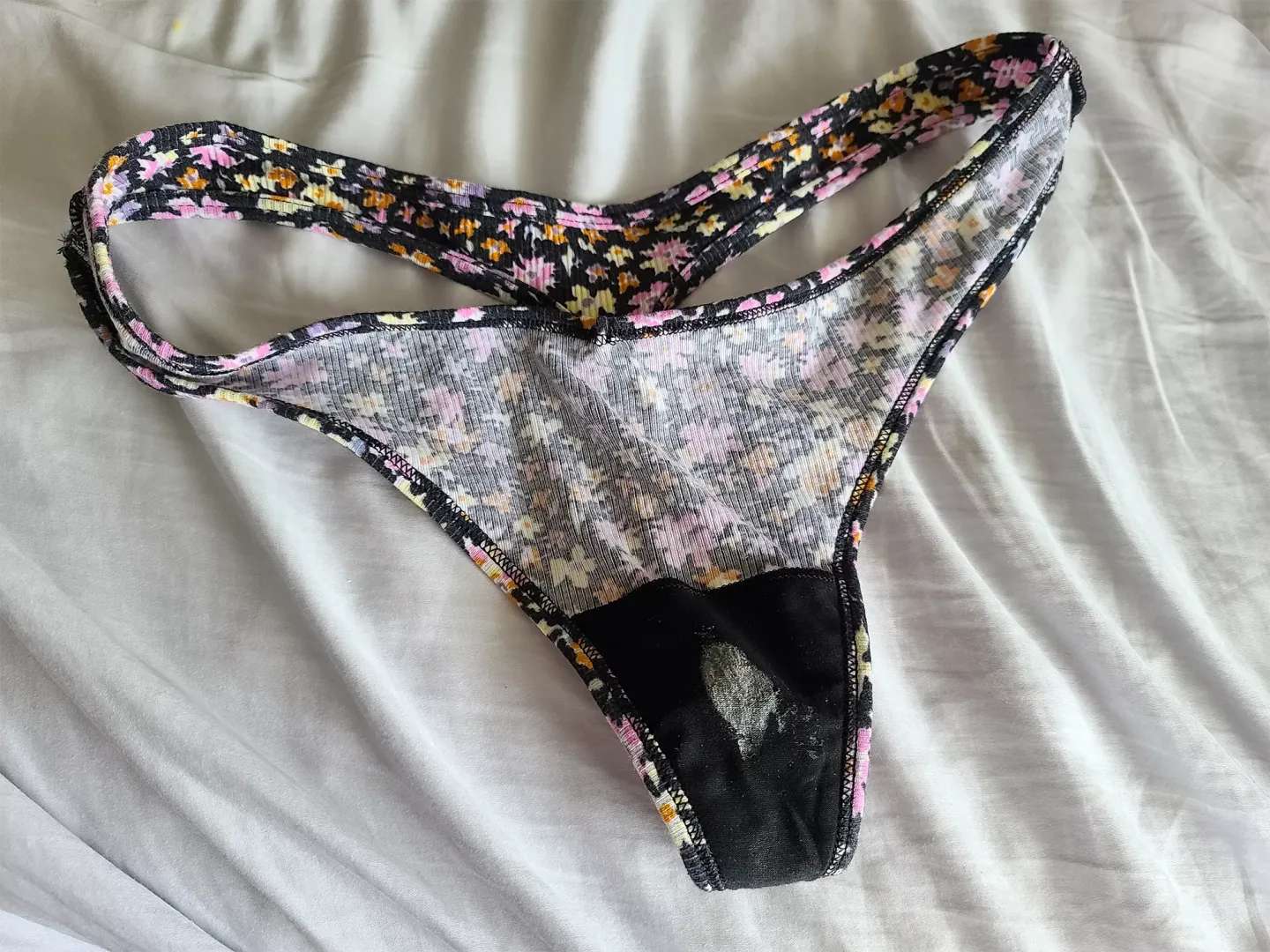 Wife's creamy work thong