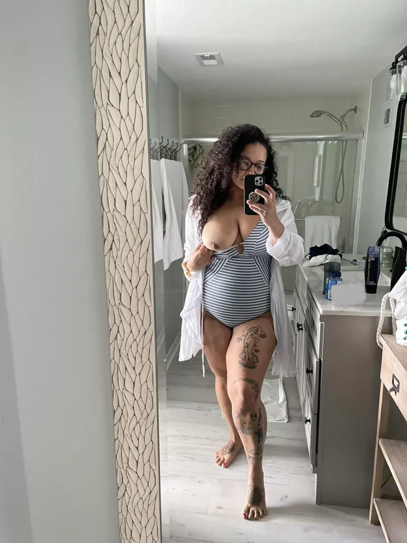 Will you suck on my tit before we go for a dip?
