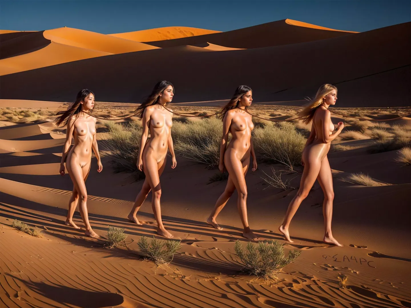 Windblown Desert Slave Coffle (aea4pc / Stable Diffusion)