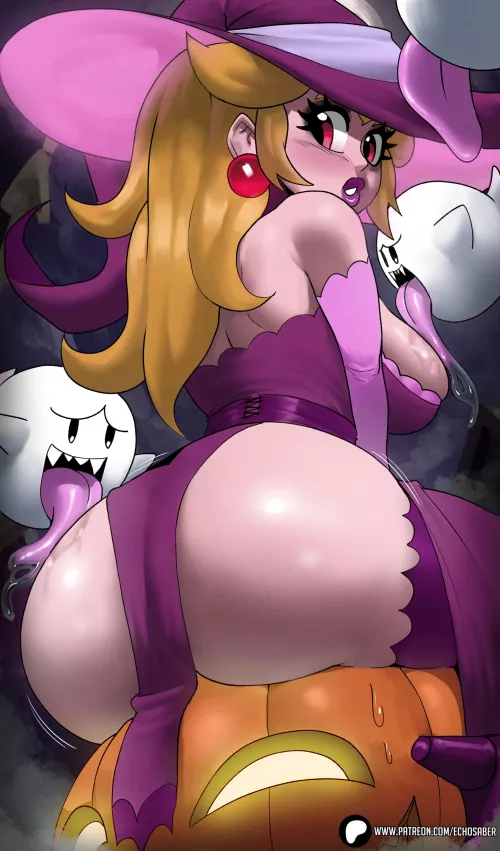 Witch Peach shows off her Big Pumpkin (EchoSaber)