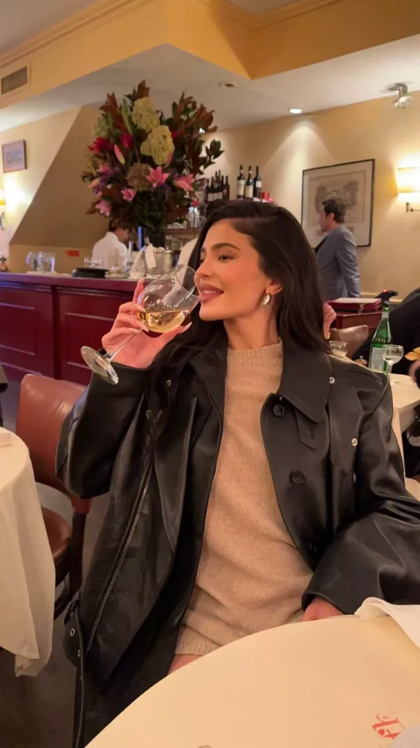 With champagne glass
