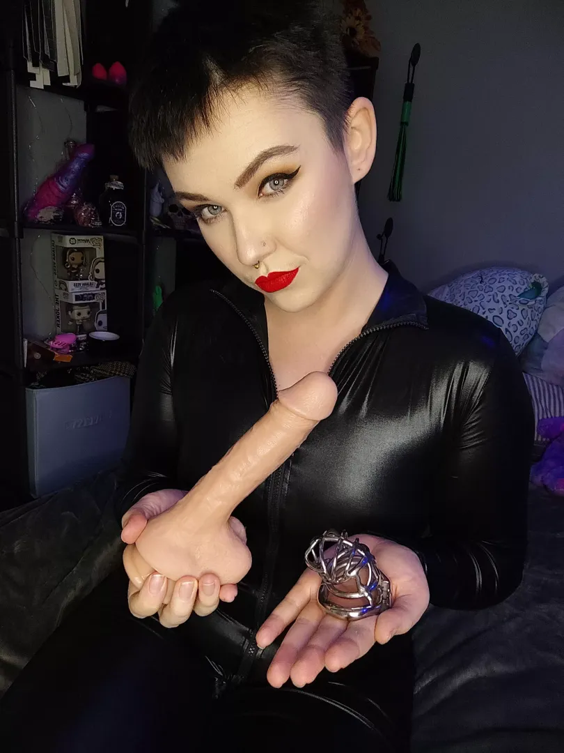 with this dildo, I don't need your cock, lock it up