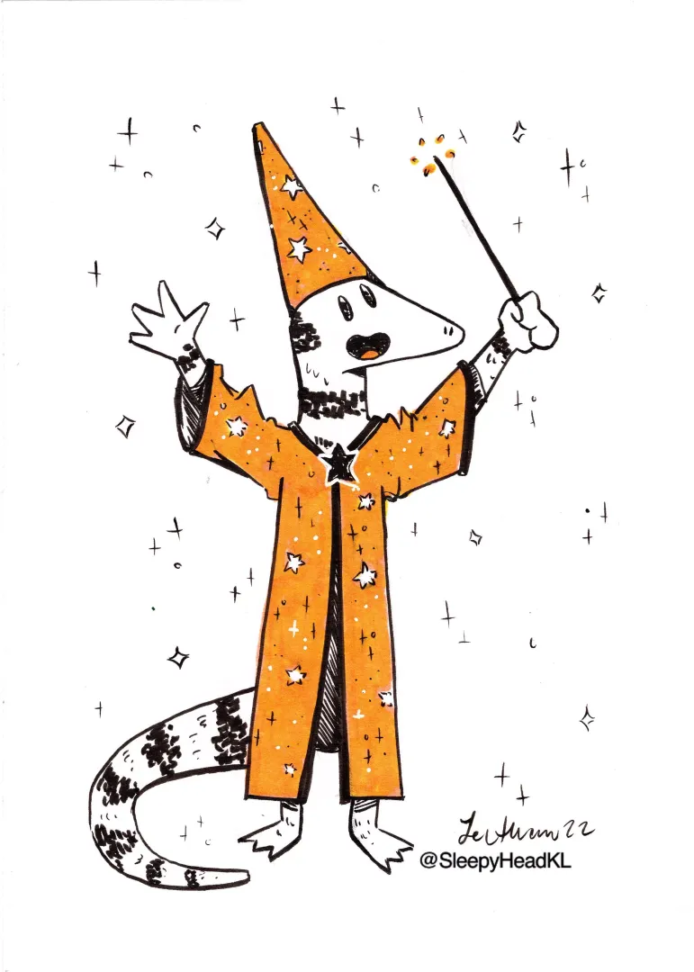 wizard lizard, art by me, https://www.kellylatham.com/
