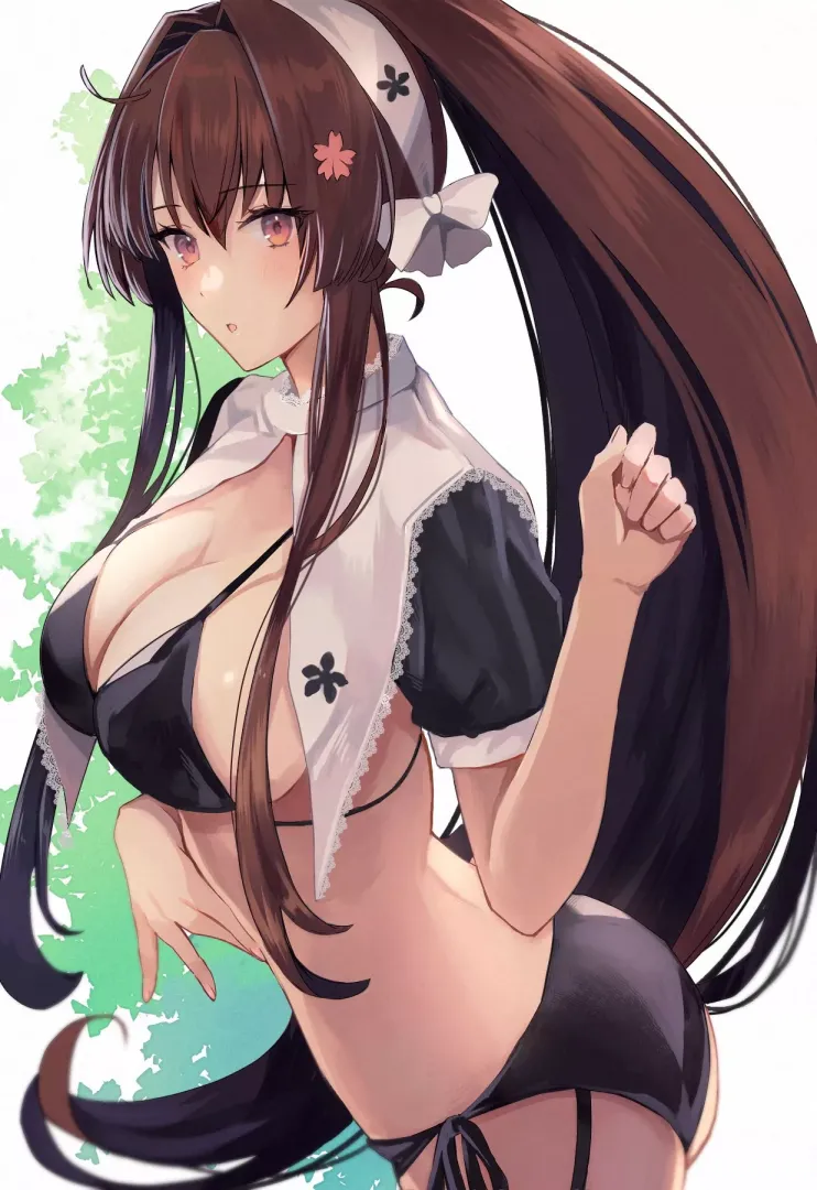 Yamato's maid bikini service for Halloween [Kancolle]