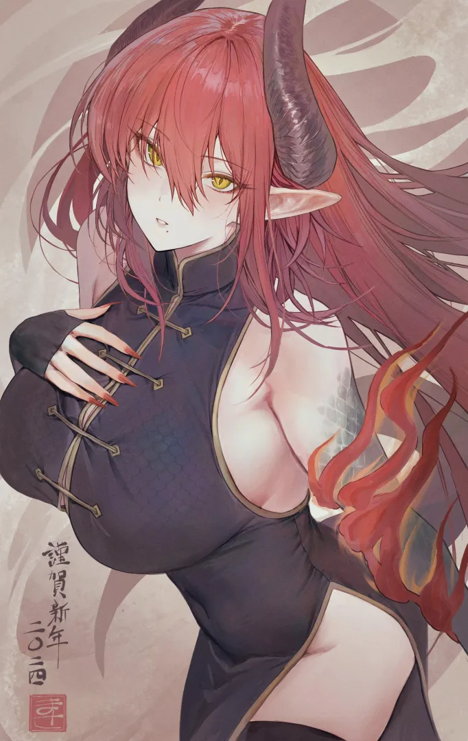 year of the dragon in China dress [original]