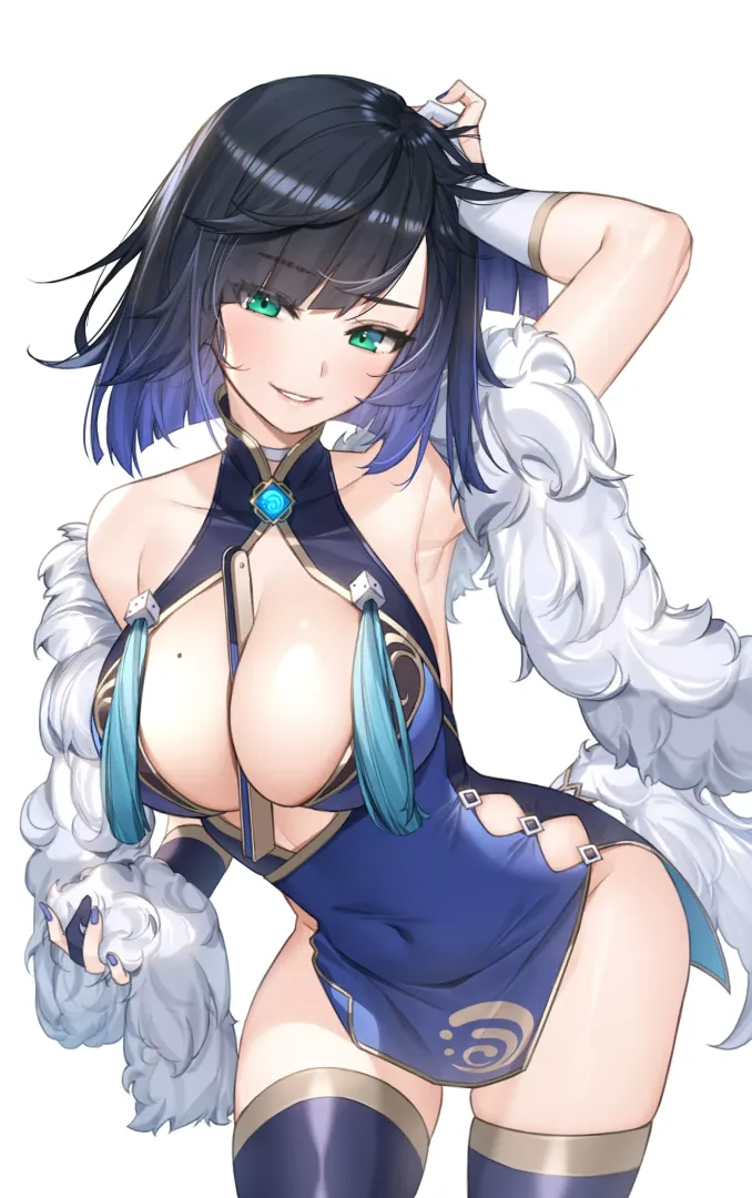 Yelan's thighs in a qipao