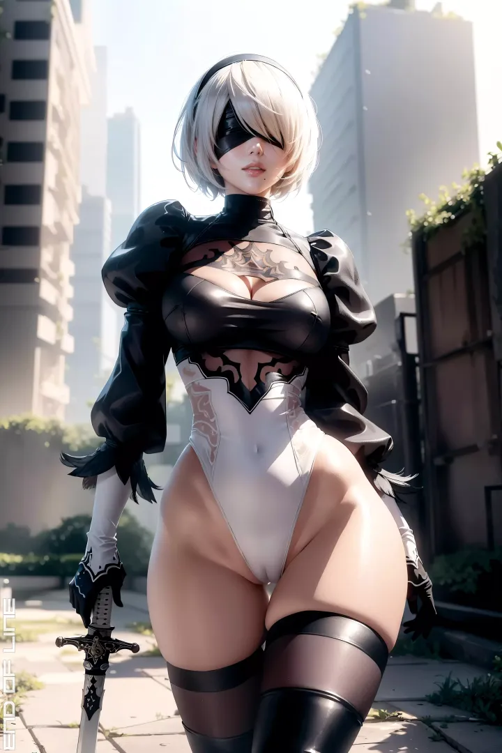 Yorha No. 2 Type B, AI Work generated by me with photoshop and editing after the fact.