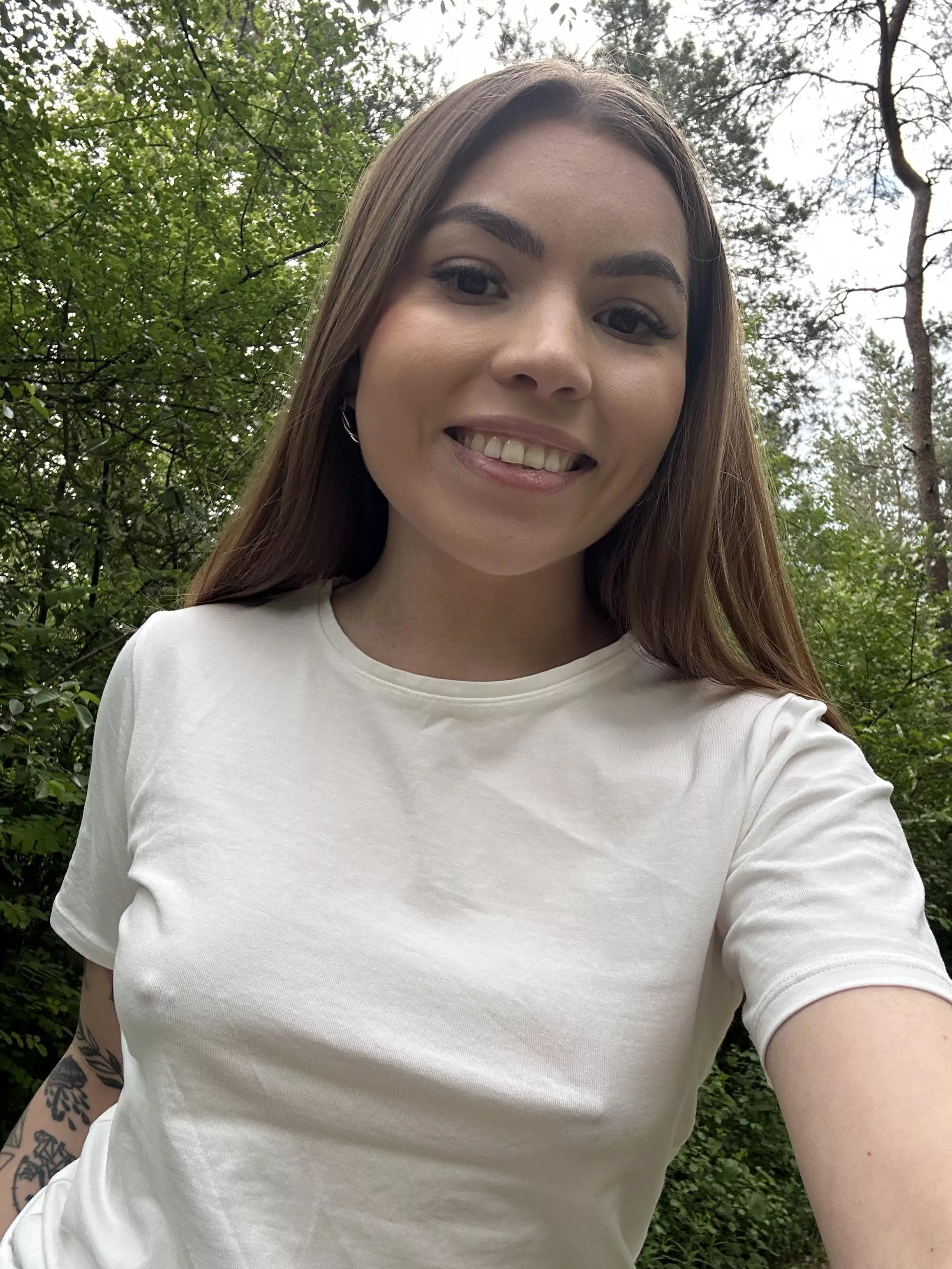 You can see from my nipples that it's cool today, but I'm still happy