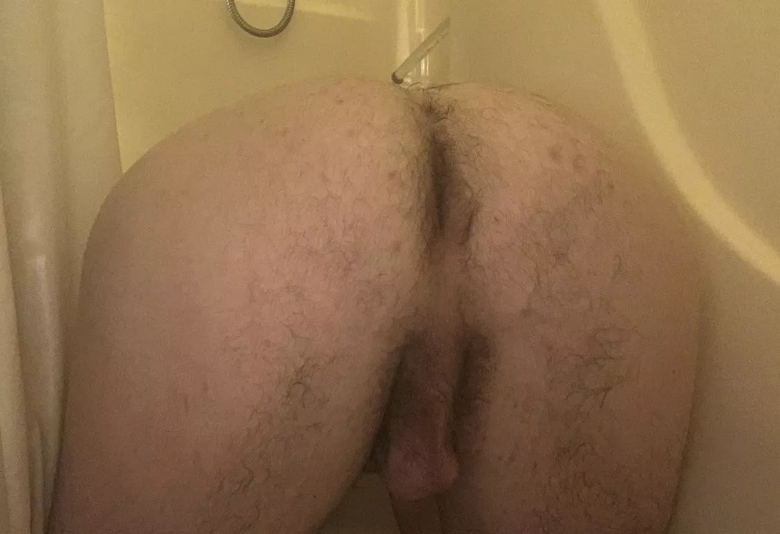 You see me bent over in the shower like this. What do you do? DMs open