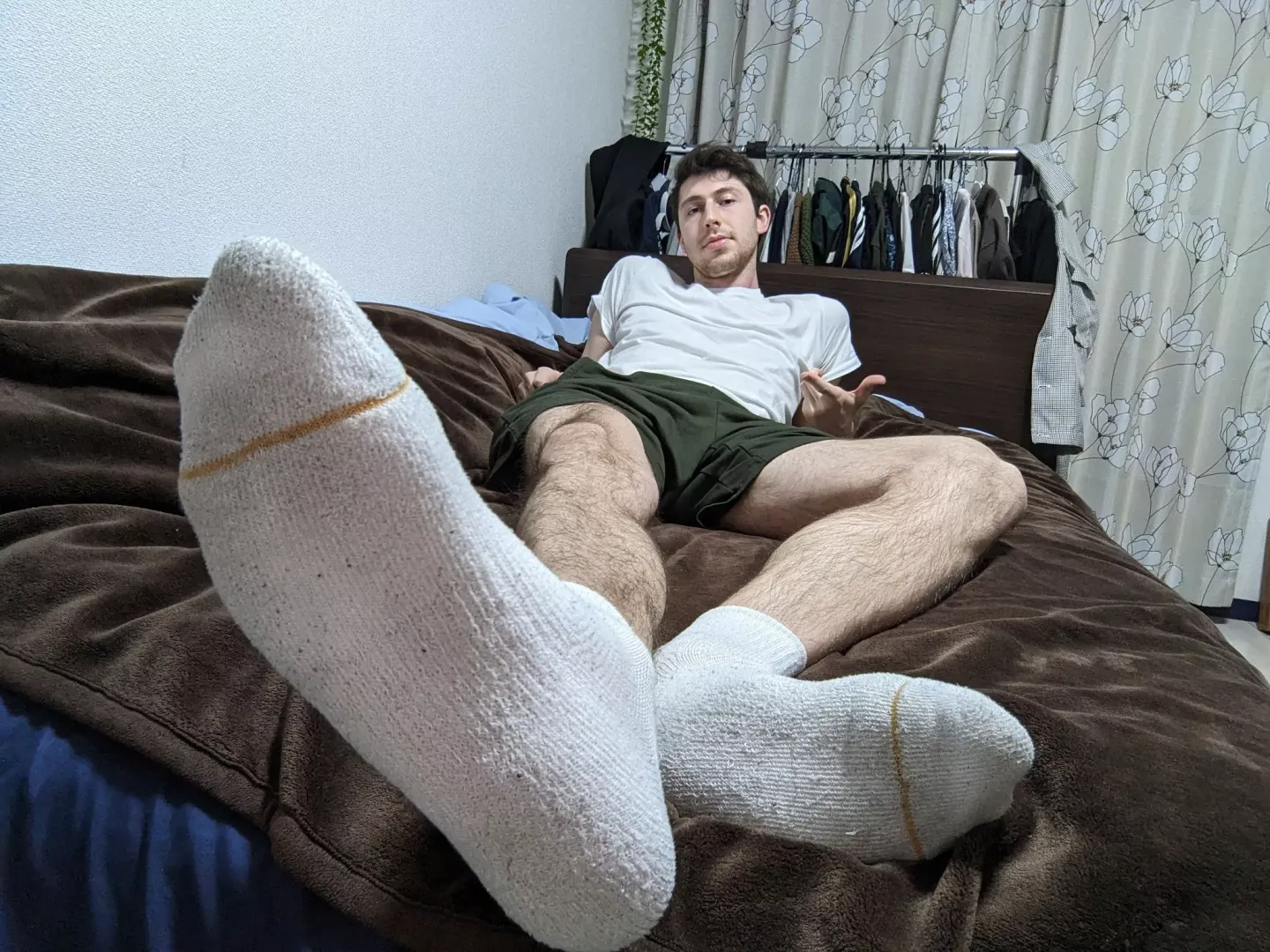 You walk in while I'm relaxing like this, what's your next move?