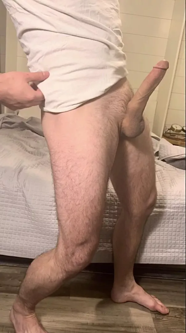 Your hands around my legs while you gag on my cock