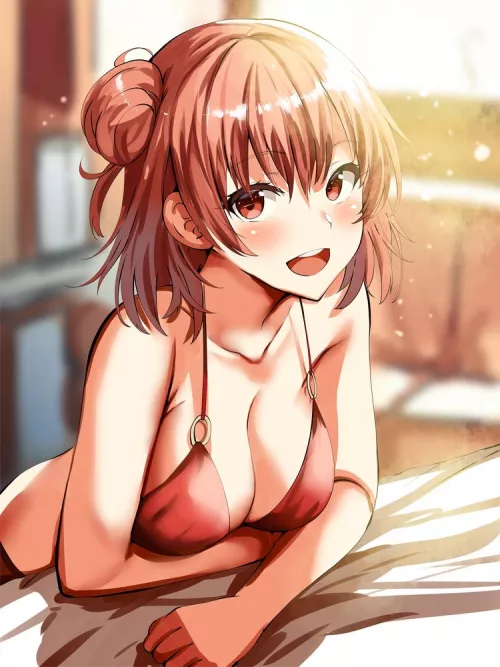 Yuigahama Yui waking up Hachiman in Red Bikini [Oregairu] (Belko)