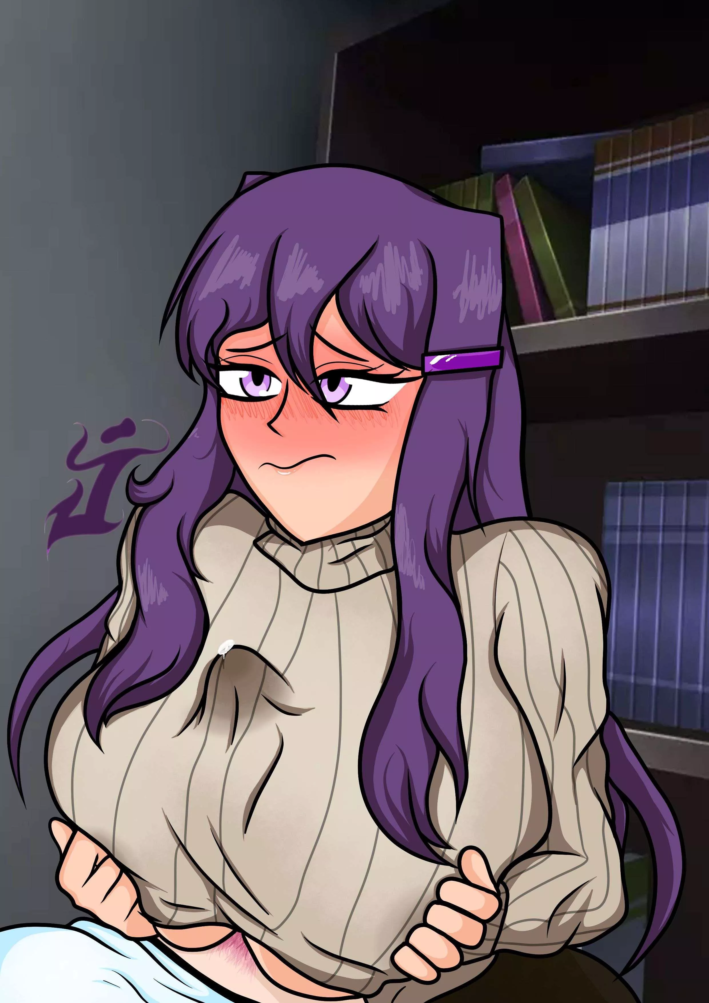 Yuri giving Natsuki a titjob (Artist: Unknown)
