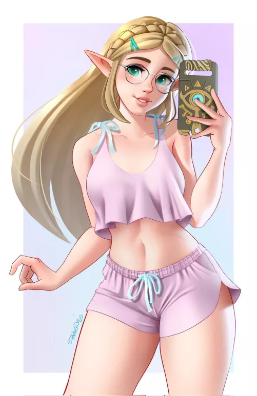 Zelda’s just showing off how comfy her outfit is!