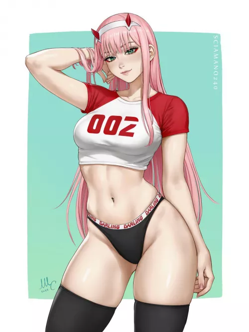 Zero Two showing undies (Darling In The France) [Sciamano240]